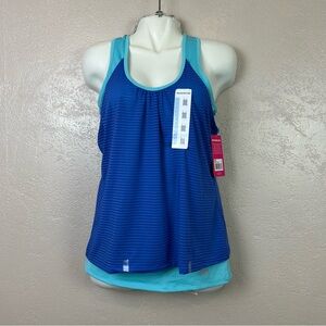 Marika Dual-Tone Blue and Aqua Tank Top